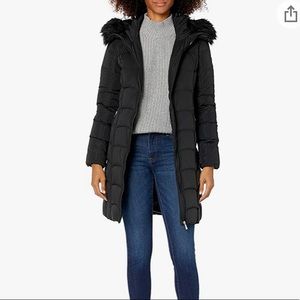 Calvin Klein Women's Quilted Faux Fur Trim Hooded Puffer Coat